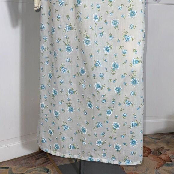 Vintage Amy Sue Blue Floral Prairie Long Sleeveless Nightgown Size Medium - Picture 6 of 15
